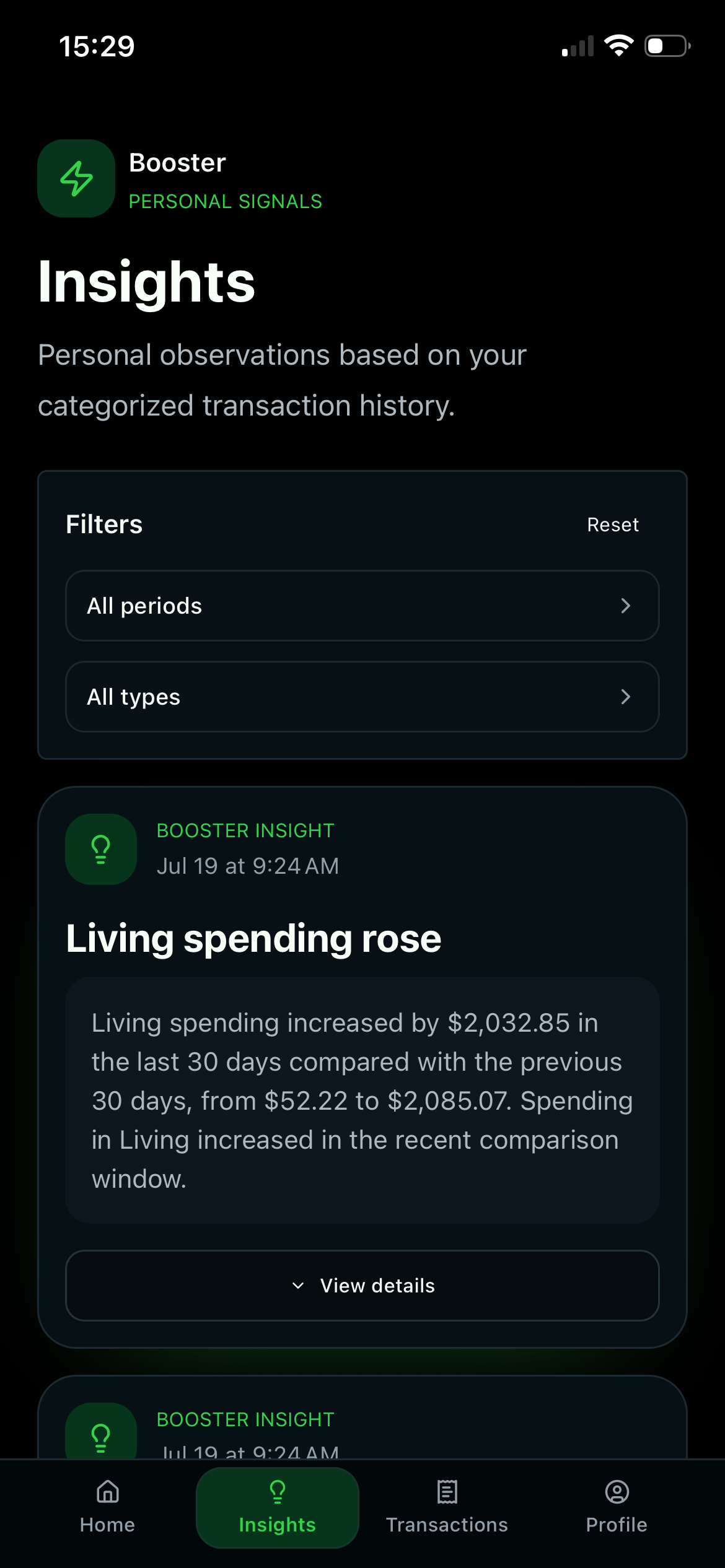 Booster insights feed